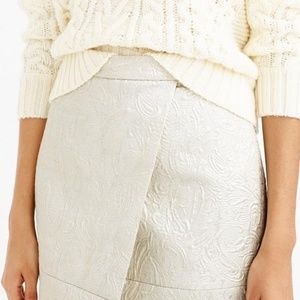 NWT J.Crew White Silver Metallic Jacquard Skirt
